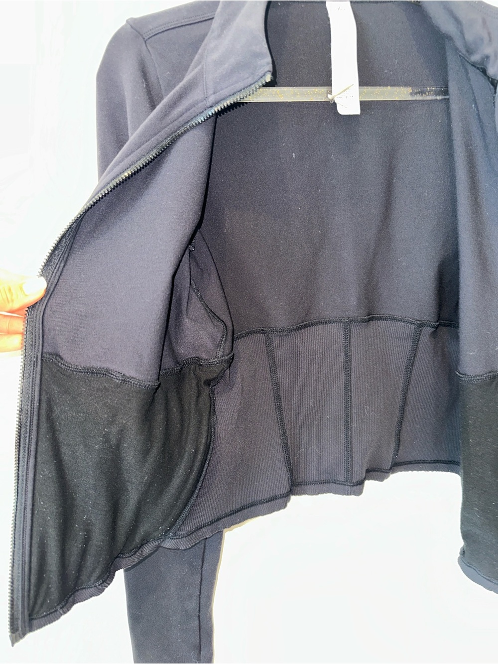ALO Yoga Black Jacket with Gold Speckle Trim - Picture 8 of 12